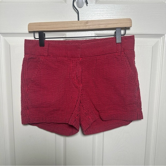 J. Crew Pants - J. CREW Women’s Size 0 Dark Pink and Navy Stripe Seersucker Shorts 100% Cotton